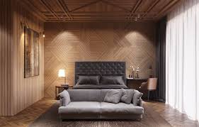 Copy this fun pattern to create a big impact with a small budget! Exquisite Wood Walls On This Modern Bedroom Design Hotel Room Design Luxurious Bedrooms Wooden Wall Bedroom