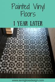 Painted Vinyl Floor 1 Year Later Semigloss Design Painted Vinyl Floors Vinyl Flooring Vinyl Flooring Bathroom