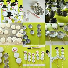 Schneemann Basteln Mit Kronkorken Meine Aktuelle Bastelarbeit Schneemann Basteln Mit Kronkorken Basteln Mit Kronkorken Bastelarbeiten Schneemann Basteln