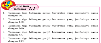 Temukan tiga bilangan genap berurutan yang jumlahnya dengan 90. Soal Dan Pembahasan Buku Siswa Matematika Kls 8 Ayo Kita Berlatih 1 1 Halaman 12 Tahun 2020 Nesajamath