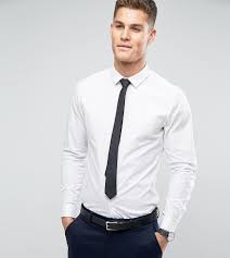 Asos Stretch Slim Shirt In White With Black Tie Save White White Shirt Men White Shirt With Tie Skinny Black Tie