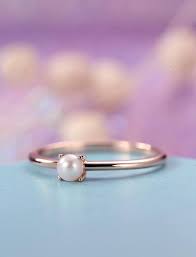 Pearl Engagement Ring Rose Gold Simple Minimalist Engagement Pearl Engagement Ring Rose Engagement Ring Gold Jewelry Sets