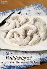 Recipe by cultureatz | international recipes + travel blogger and vlogger. Vanillekipferl Austrian Vanilla Crescent Cookies Curious Cuisiniere