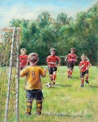 Soccer Sports Art Print Little Defender Artist Laurie Shanholtzer Pick Size Print Or Canvas Although Small In Sports Art Print Original Pastel Sports Art