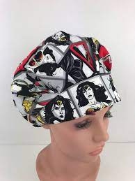 Wonder Woman Bouffant Surgical Scrub Hats Scrub Hats For Women Etsy Hats For Women Scrub Hats Surgical Scrub Hats