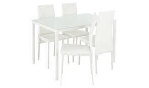 White dining room chairs set of 2, modern accent kitchen chairs with faux leather soft padded back in checkered pattern and chrome legs,comfortable side chair for indoor use:living room waiting room. Buy Argos Home Lido Glass Dining Table 4 White Chairs Dining Table And Chair Sets Argos