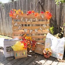 Our Little Pumpkin Banner On This Cute Pallet Set Up This Theme Is Such A Cute Fall Baby Shower Fall Baby Shower Decor Baby Shower Fall Baby Shower Pumpkin