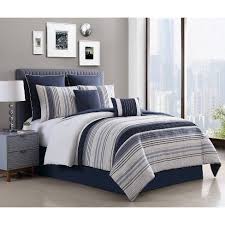 Black And Blue Comforter Queen Allen Stripe 8pc Comforter Set Navy Bedroom Accents Color Comforter Sets Blue Bedroom