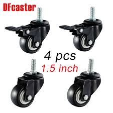 4pcs casters 40mm 1 5 inch m10 screw caster 360 degree casters caster with brake double bearing pu threaded rod chair threaded rods caster cool things to buy