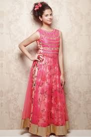 Banglori Silk And Net Party Wear Anarkali Suit In Pink Colour Kids Gown Childrens Dress Baby Girl Dresses