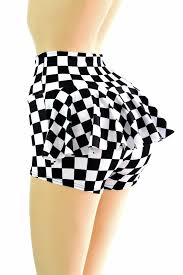 Black And White Checkered Shorts Outfit Black White Checkered Winners Flag High Waist Ruffle Rump Etsy Dressy Fashion Dance Fashion Festival Fashion Rave