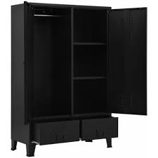Garderobe bzw kleiderschrank poly tiefe 60 cm breite 90 cm hohe 200 cm wiegt ohne inhalt lediglich 12 kg abs kleiderschrank schuhaufbewahrung schrank. Kleiderschrank Industriell Schwarz 90 40 140 Cm Stahl