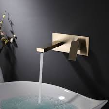 Robinet De Lavabo Mural A Double Trou Or Brosse Noir Pour Salle De Bains Robinet Lavabo Lavabo Robinet
