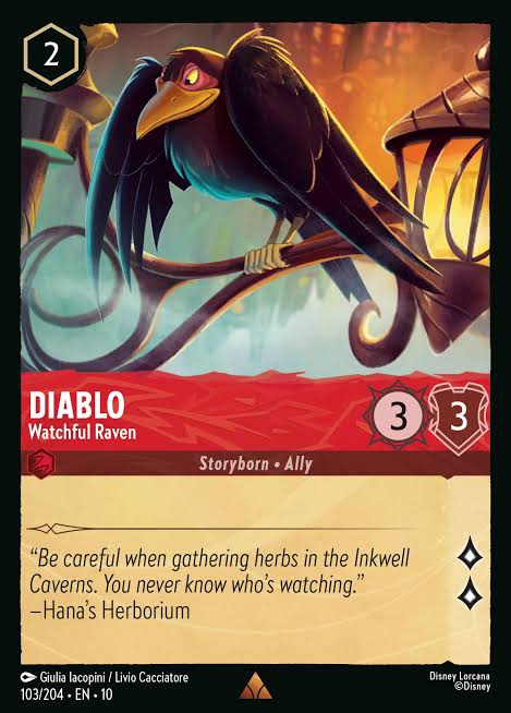 Diablo - Watchful Raven 103/204 » Disney Lorcana Card Details + Review »  Lorcana Player