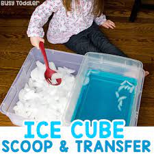 Preschoolers should be active for two hours or more each day. Ice Bin Transfer Sensory Activity Busy Toddler