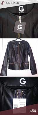 Women S Black Guess Faux Leather Jacket Faux Leather Jackets Leather Jacket Jackets
