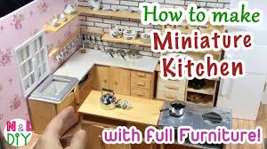 Diy Miniature Kitchen Room For Dollhouse How To Make A Miniature Kitch Miniature Kitchen Diy Dollhouse Furniture Dollhouse Miniatures Kitchen