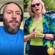 Woman tries to take down neighbors sign #reaction