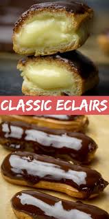 This Classic Eclair Recipe Is A Pate A Choux Based Hollow Pastry Shell Filled With Creamy Custard Then Eclair Recipe Classic Eclair Recipe Best Eclairs Recipe