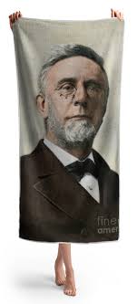 Portrait Of Henry Oscar Houghton (1823-1895), American Printer And  Publisher, Founder Of Houghton Mifflin Company, A Publishing House For  Education And Technology, And For Young Readers Beach Towel by American  School -