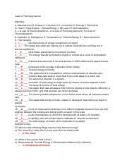 Laws Of Thermodynamics Laws Of Thermodynamics Matching A Absolute Zero B Celsius C Conduction D Convection E Entropy F Fahrenheit G Heat H Heat Engine Course Hero