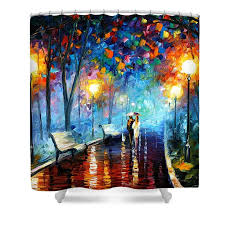 If you buying this painting as a gift, please provide us the name of the gift recipient for the certificate. Misty Mood Palette Knife Oil Painting On Canvas By Leonid Afremov Shower Curtain For Sale By Leonid Afremov