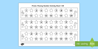 Pirate Missing Number 1 20 Worksheet Worksheet Pirate Missing Number 1 20