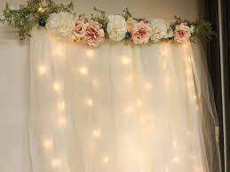 Diy Lit Tulle Backdrop Six Clever Sisters Bridal Shower Backdrop Diy Baby Shower Decorations Baby Shower Backdrop