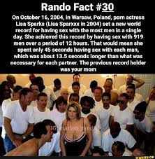 Rando Fact 30 On October 16, 2004, in Warsaw, Poland, porn actress Lisa  Sparks (Lisa Sparxxx