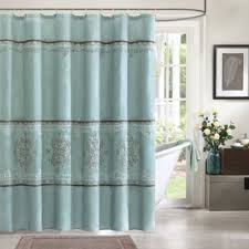 Madison Park Brussel Shower Curtain In Blue Bedbathandbeyond Com Fabric Shower Curtains Unique Shower Curtain Blue Shower Curtains