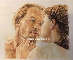 Limited edition art print of Jamie and Claire.