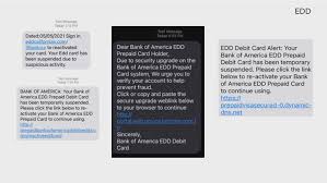 Bank of america prepaid card balance. Edd Warns Of New Wave Of Text Scams Abc10 Com