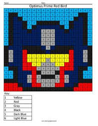 Angry Birds Color By Number Coloring Squared Angry Birds Transformers Optimus Prime