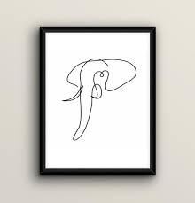 Line Art Elephant Print Tumblr Print Abstract Animal Print Line Drawing Sketch Picasso Style Print M Animal Line Drawings Abstract Elephant Elephant Art