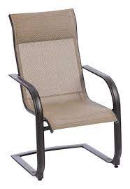 Living Accents C Spring Dark Brown Steel With Sling Fabric Newport Chair Chair Patio Chairs Patterned Chair