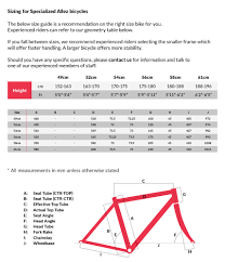 Specialized Road Bike Size Chart Www Bedowntowndaytona Com