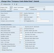 Enter Global Parameters For Company Code Oby6 Coding Global Organization Chart