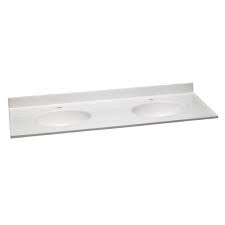 Faucet spread with solid white basin #597435. 61 X 22 Solid White Cultured Marble Vanity Top And Double Bowl Widespread Hd Supply