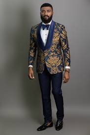 Shop mens clothing for sale online at mensusa. The Caldwell Brocade With Navy And Gold Tuxedo Henry Couture Paris Navy Blue And Gold Suit Royal Blue Suit Wedding Blue Suit Men
