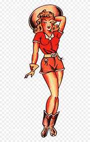 Nowadays, pin up tattoo designs are going through something of a revival, gaining widespread appeal among people of all genders. Sailor Jerry Vintage Tattoo Designs Red Cow Girl Traditional Classic Pin Up Girl Tattoo Clipart 2314198 Pikpng