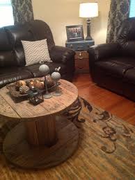 Wooden Spool Coffee Table Stacked Vintage Suitcases For End Table With Images Living Room Coffee Table Coffee Table Farmhouse Wooden Spool Tables