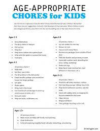 age appropriate chores for kids with free printable kid