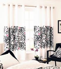 Black And White Curtains For Living Room Feminine Black White And Pink Drapes Match The Pillows In This Modern Living Room Unique Eclectic Interior Curtain Designs Modern Curtains White Curtains