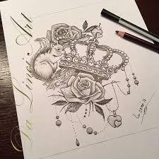Crown Flowers Roses Tattoo Squirrel Hearts Art Crown Tattoo Design Queen Tattoo Cute Tattoos