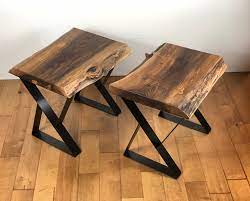 In Stock Live Edge Walnut End Tables Set Of 2 Rustic Side Etsy Metallicheskie Stulya Neobychnye Stulya Mebel Iz Stali