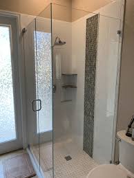 Create a visually interesting shower wall by using the vertically stacked subway tile pattern, but then offset the rows. Ceramictec On Twitter Completed Photos Of A Pool Bath We Did In New Tampa Florida With A 8x18 Ceramic Tile Vertical Brick Joint And A Glass Tile Vertical Accent Band Also A