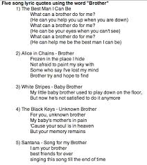 Five Song Lyric Quotes Using The Word Brother Quotes Lyrics Life And Then Some Brother Quotes Song Lyric Quotes Lyric Quotes