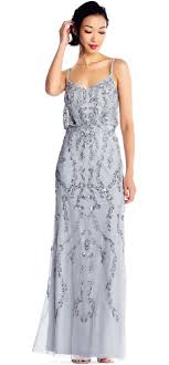 Adrianna Papell Floral Beaded Blouson Dress Beaded Bridesmaid Dress Sequin Bridesmaid Dresses Grey Floral Dress