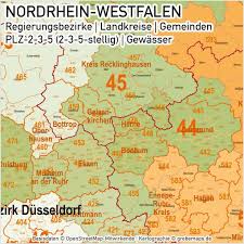 Für genaue entfernung, flugverbindung oder. Nordrhein Westfalen Nrw Vektorkarte Landkreise Gemeinden Plz 2 3 5 Grebemaps B2b Kartenshop