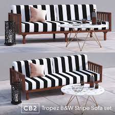 We collect this amazing image from. 3d Sun Cb2 Tropez Black And White Stripe Sofa Set